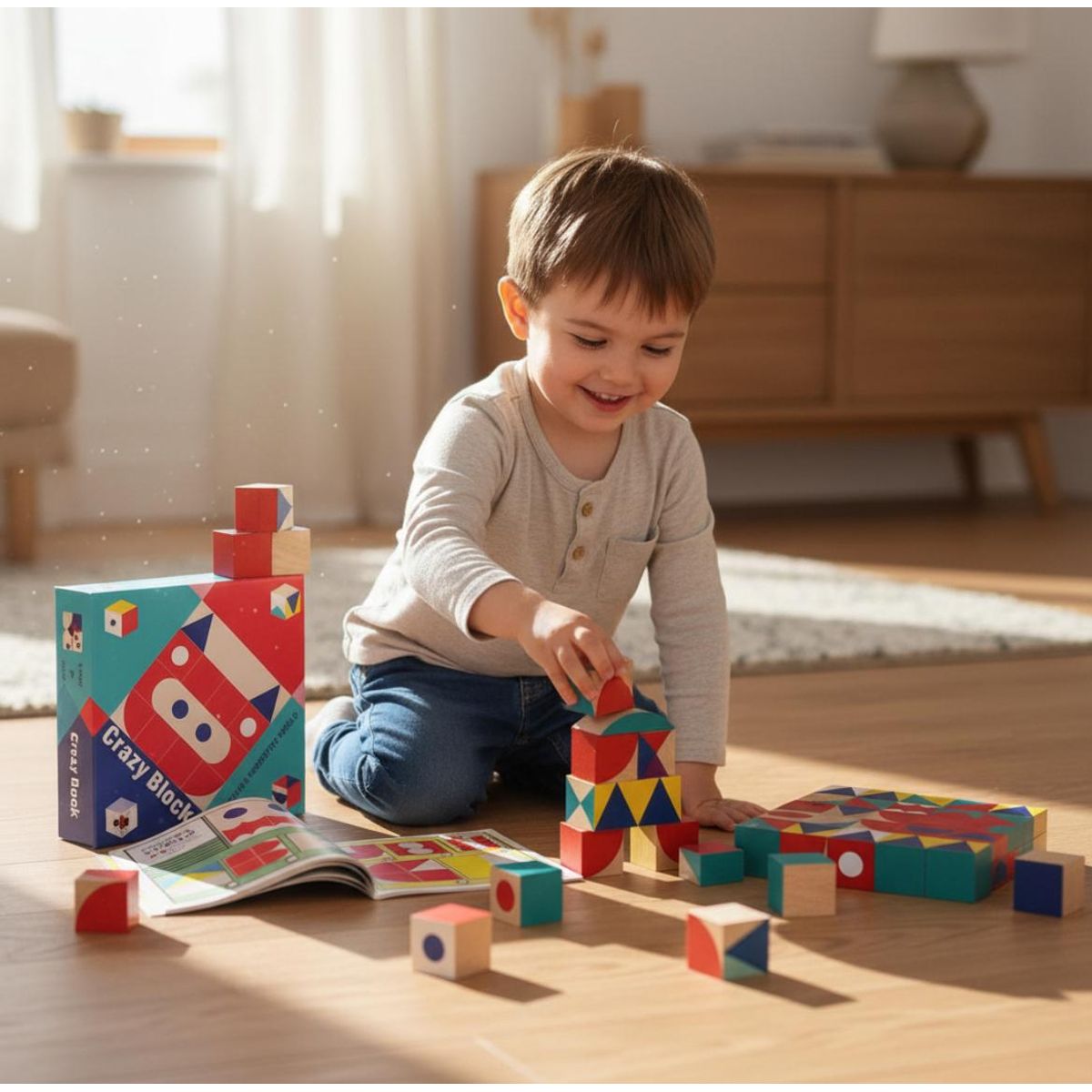 HAOKIDS - Tangrama de madera, set 25 cubos lógicos para Psicopedagogía