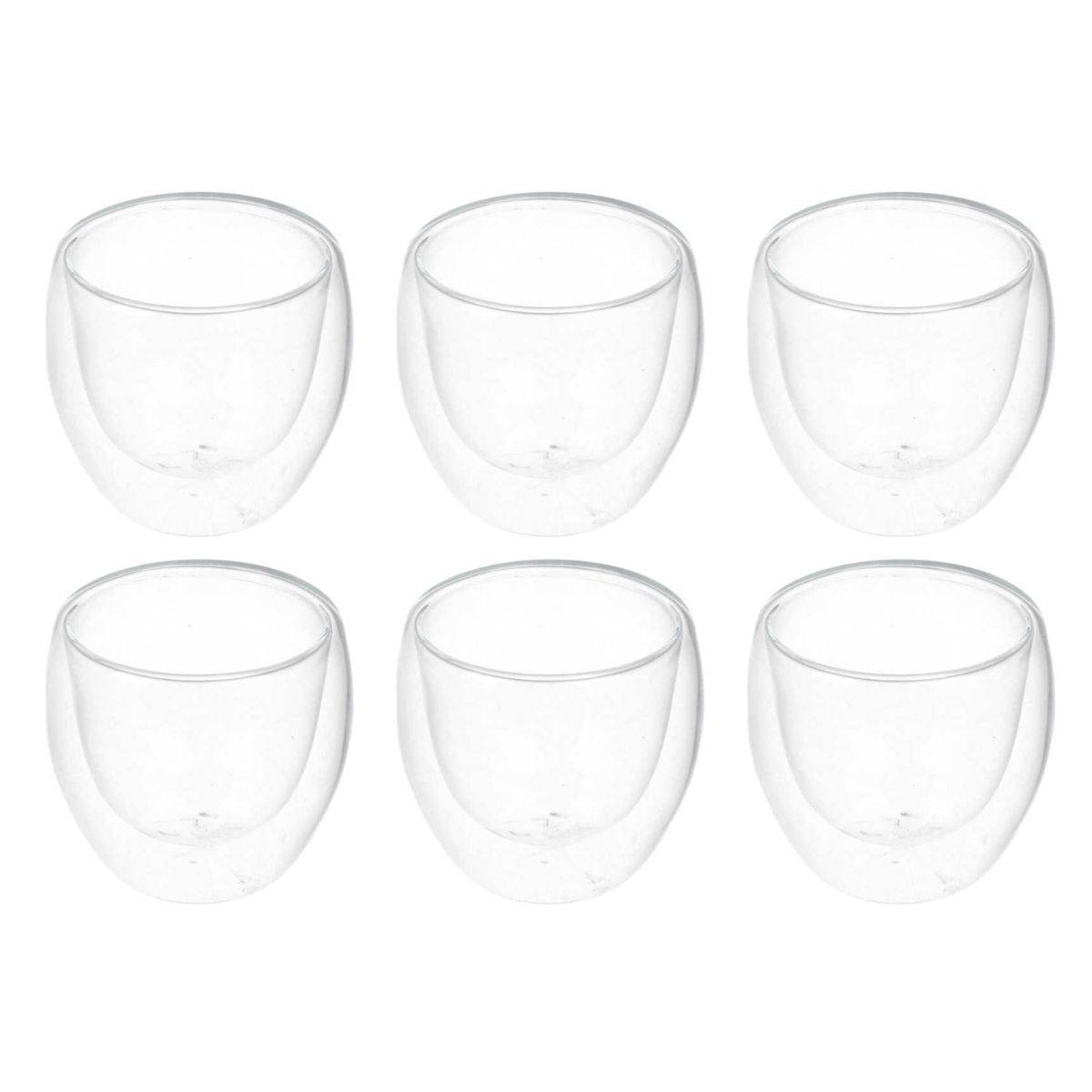 GENERICO - Pack de 6 Tazas de Vidrio Doble Pared 80ml