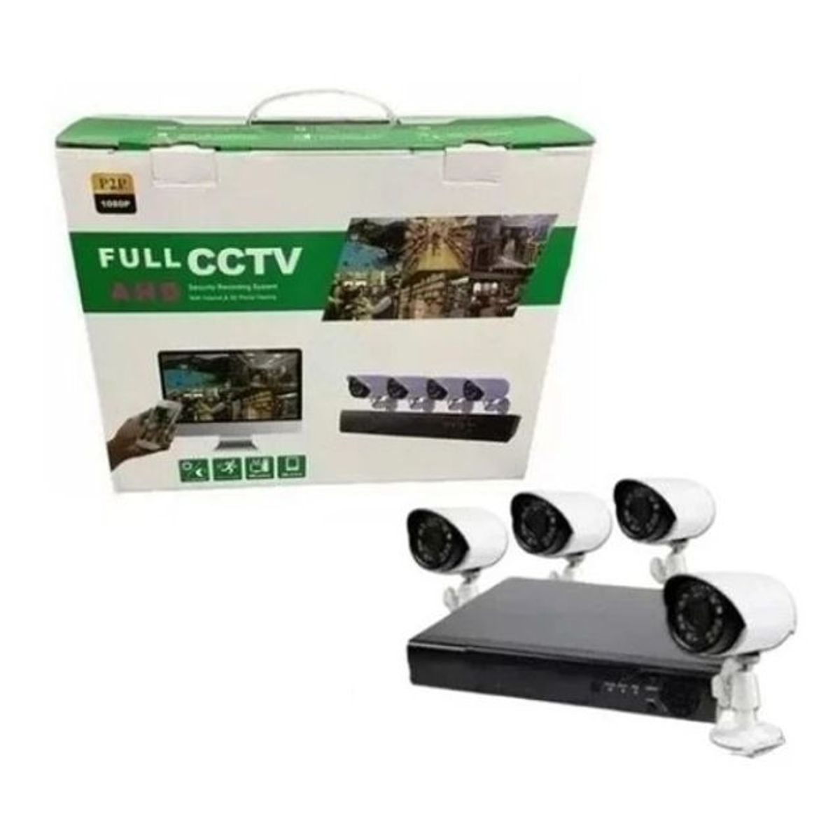 GENERICO - Kit Cctv Con 4 Cámaras De Seguridad Mas Dvr 1080p Full Hd