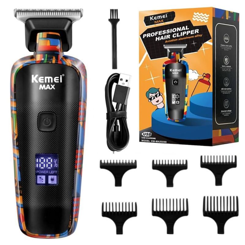 KEMEI - Maquina Cortadora De Pelo Y Barba Kemei Max5090 Con Pantalla