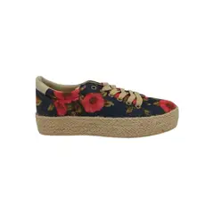 HERIEL - Zapatilla Roja Flores Plataforma