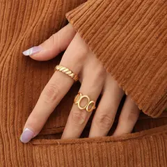 LUX JOYAS - Anillo Baño Oro Amarillo 18k Cintillo Enrollado