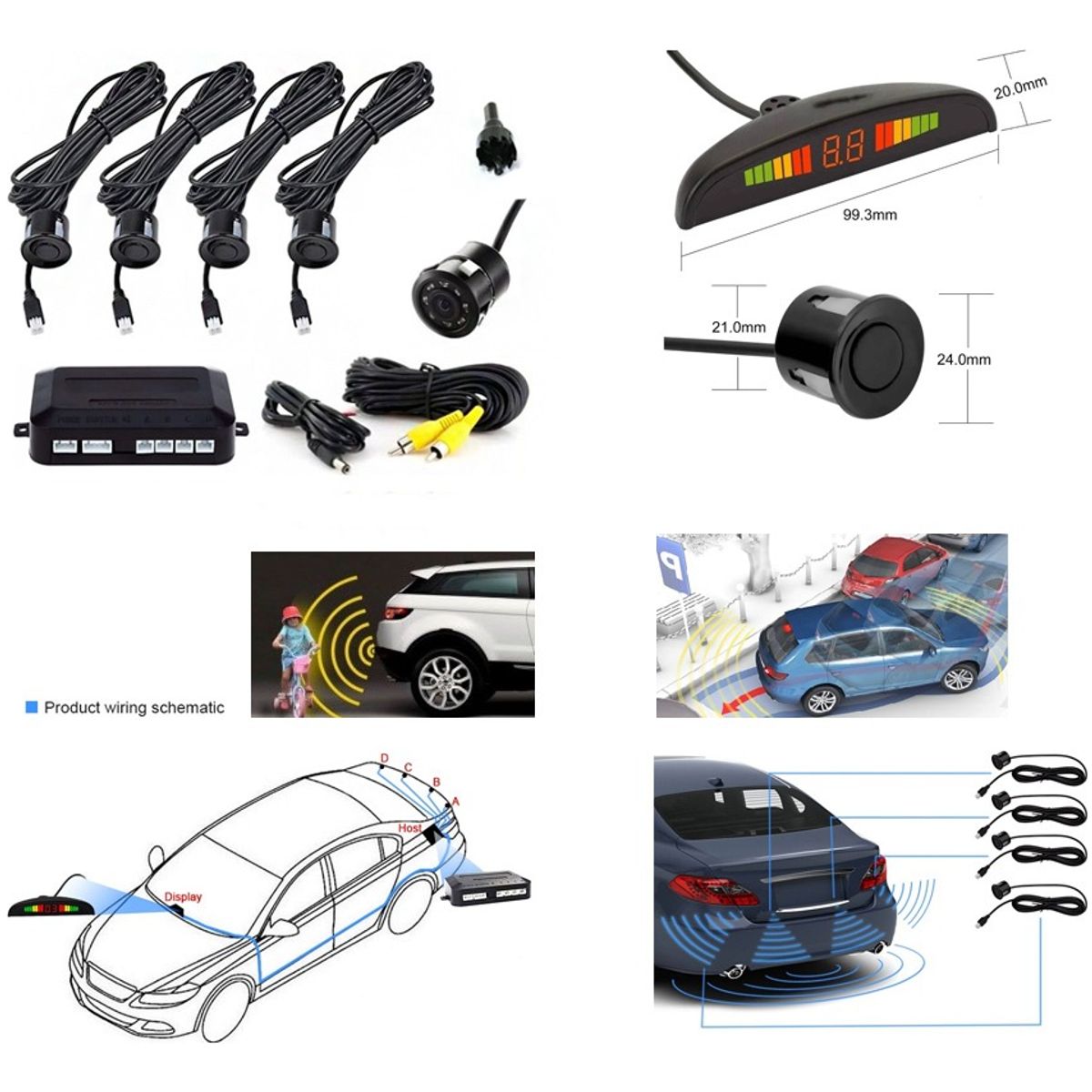 GENERICO - Sensor Alarma Retroceso Kit Para Auto Universal