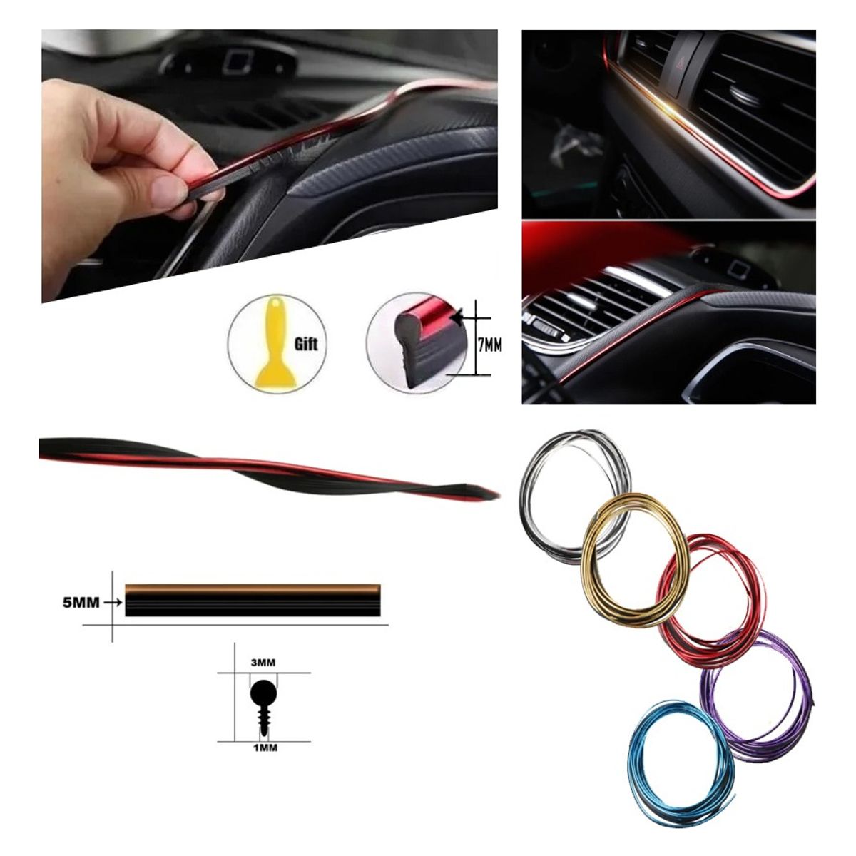 GENERICO - Cable Hilo Decorativo Tuning 5 Metros Auto Interior