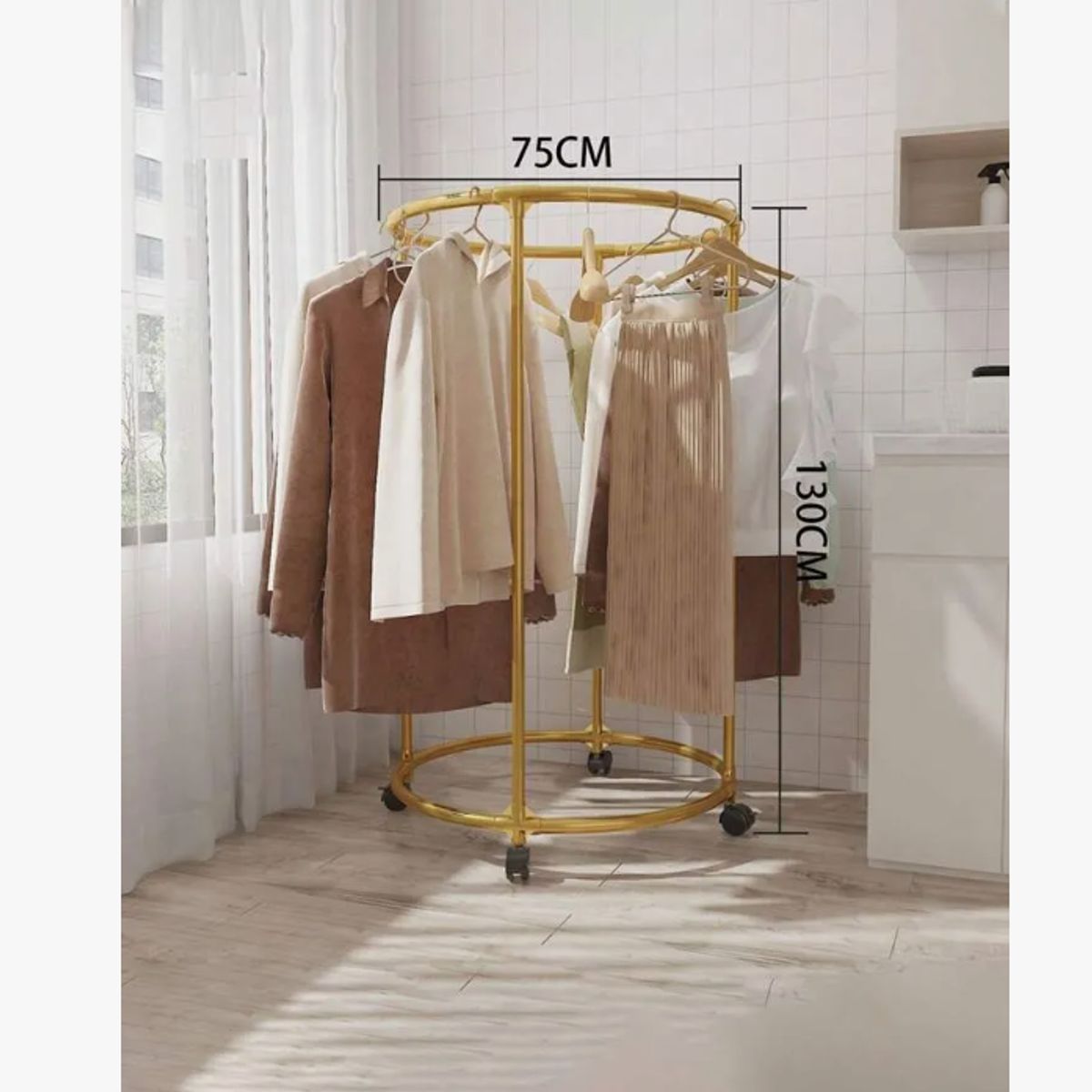 GENERICO - Perchero Organizador Circular Giratorio multifuncional con ruedas