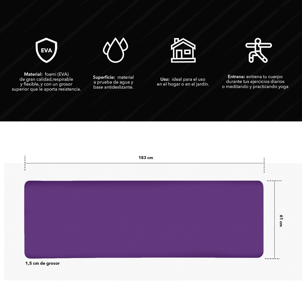 ASIAMERICA - Mat Multifuncional 15 Mm Yoga