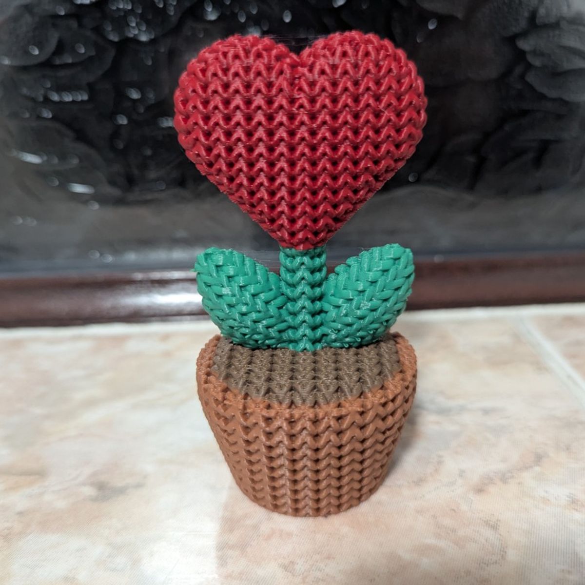GENERICO - Mini Figura - Planta corazón Estilo Tejido