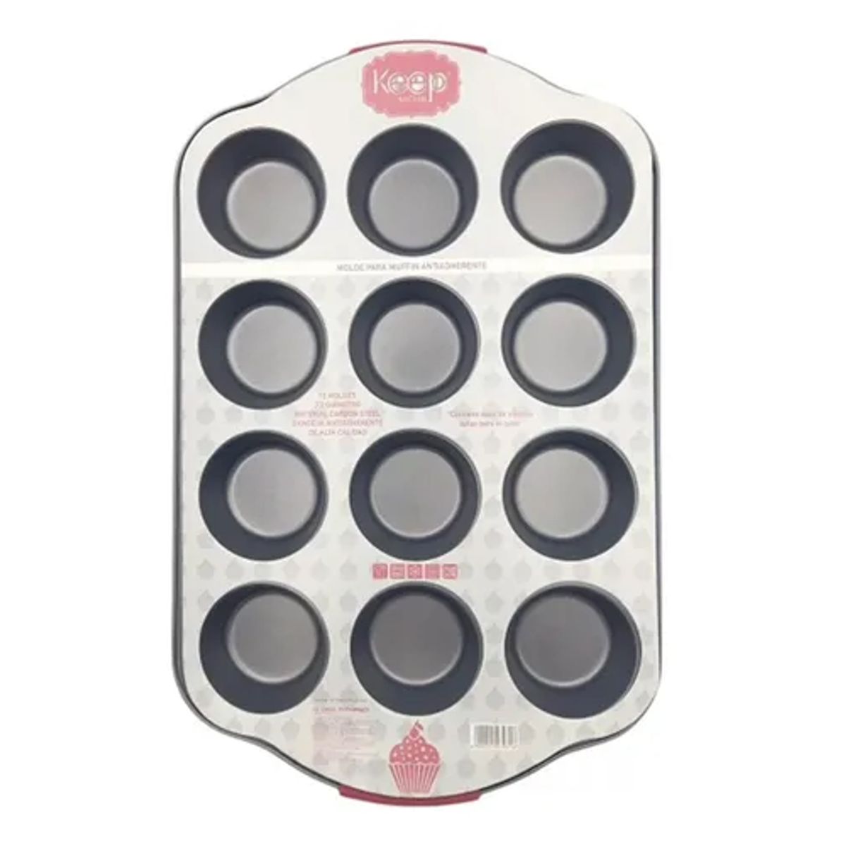 KEEP - Molde Muffin Cupcake Marca Keep Antiadherente Cocina Horno Color Gris
