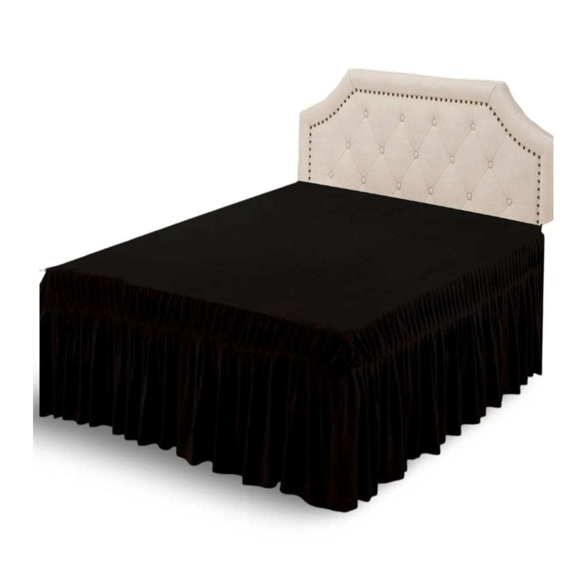 GENERICO - Faldón de Cama 2 Plazas 150x200cm Negro