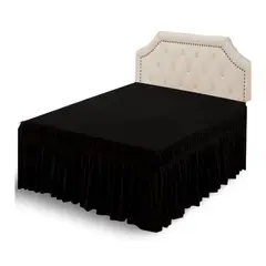 GENERICO - Faldón de Cama 2 Plazas 150x200cm Negro