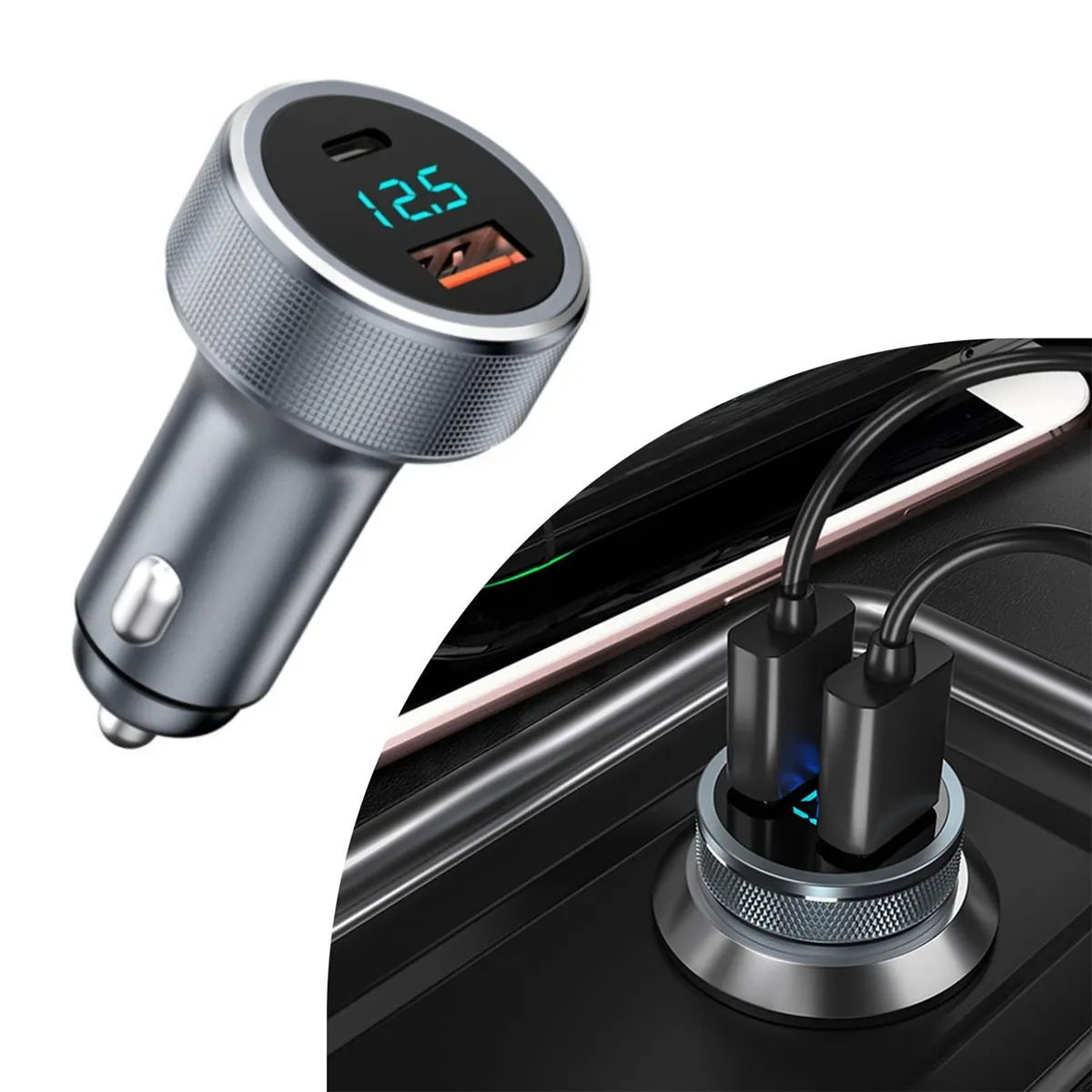 ATURE - Cargador Inteligente Para Coche Con Pantalla Digital De 54 W