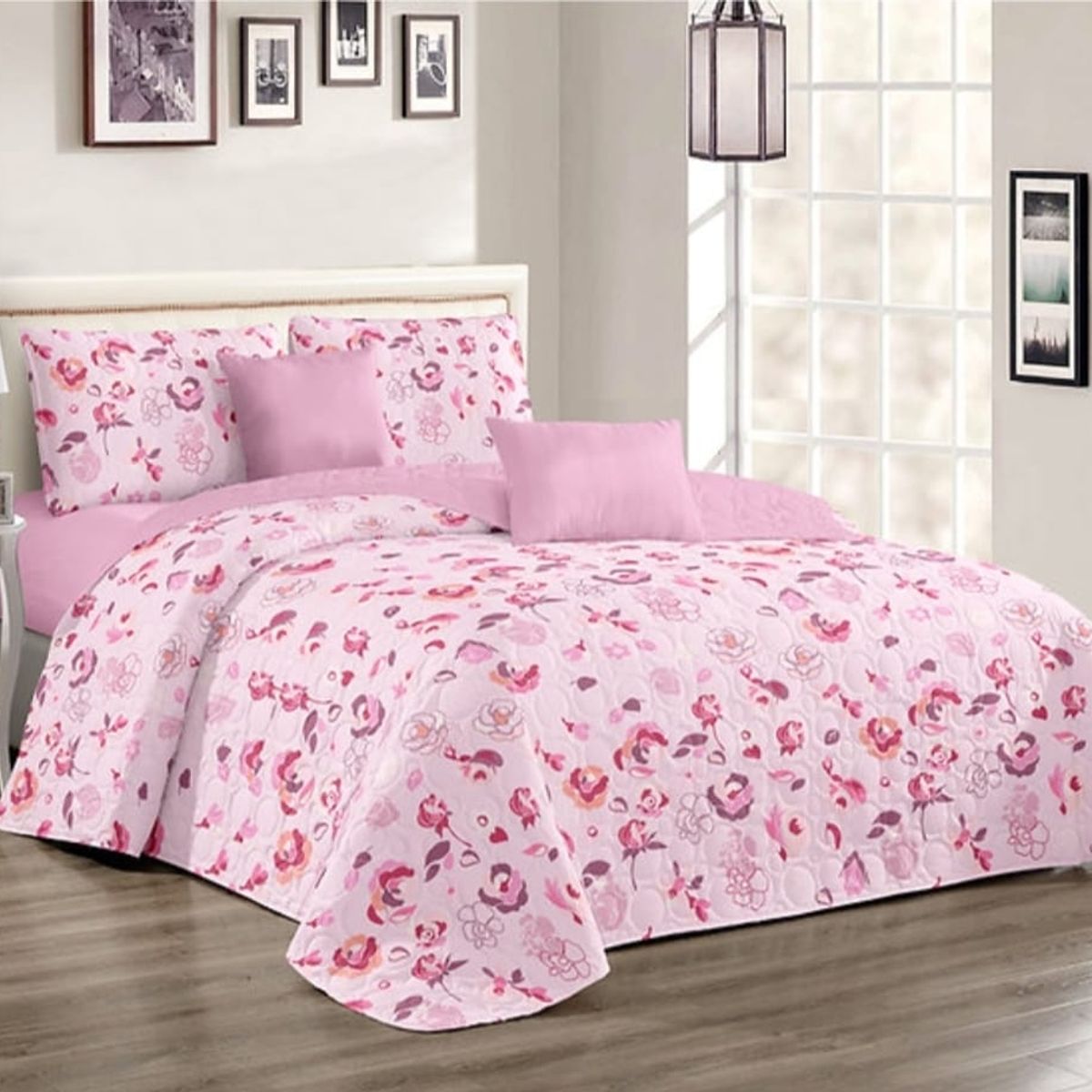 GENERICO - Quilt de Verano 2 plazas Rosado KFL694