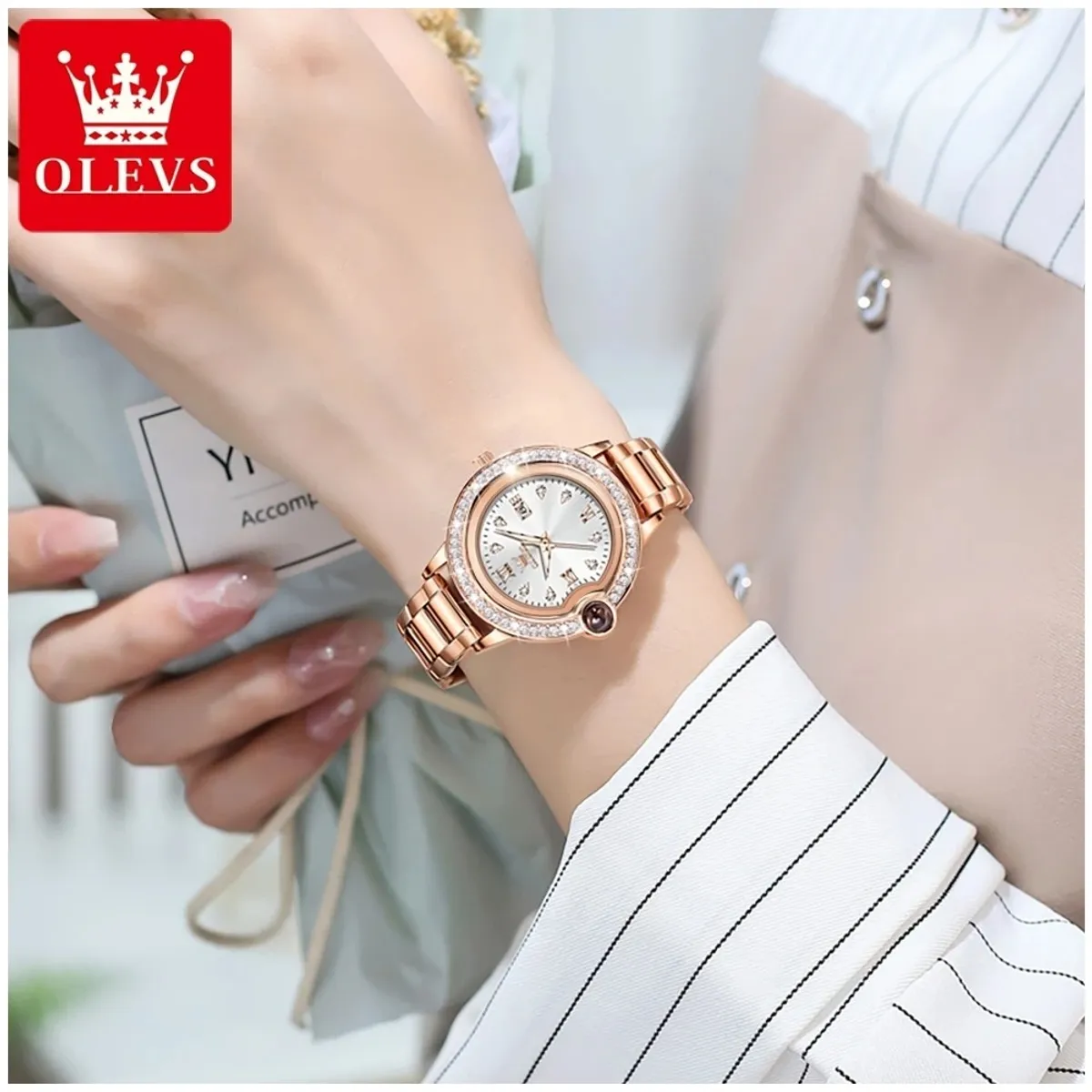 STARTECHOFFICE - Reloj de Mujer de Lujo con Cristales Movimiento Cuarzo y Calendario