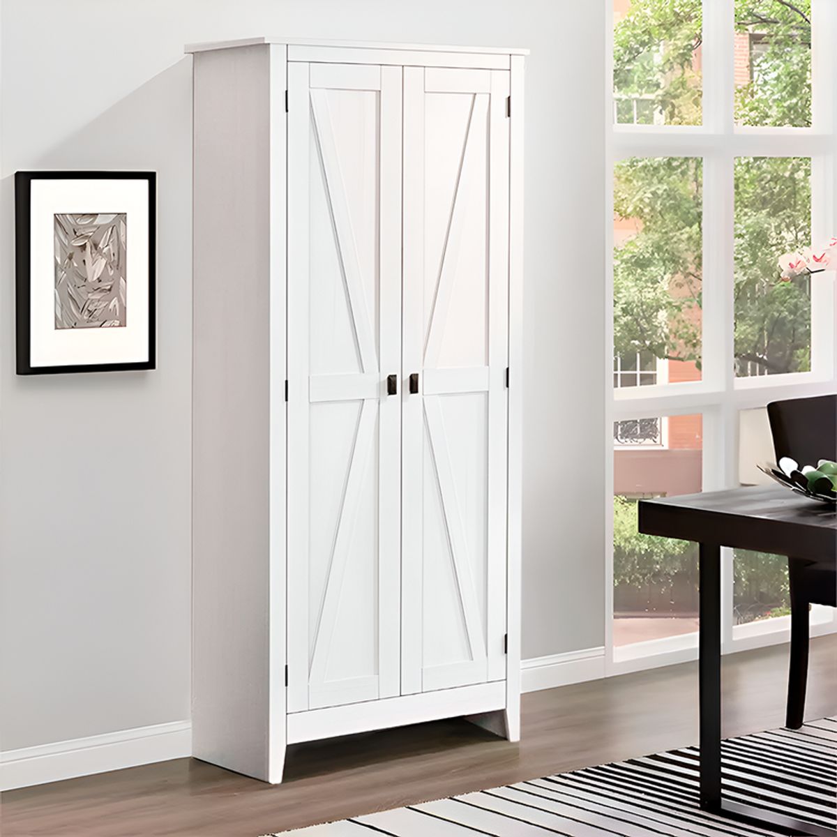 HOMIMAD - MUEBLE DESPENSA ESTANTE PARA COCINA LIVING COMEDOR BLANCO