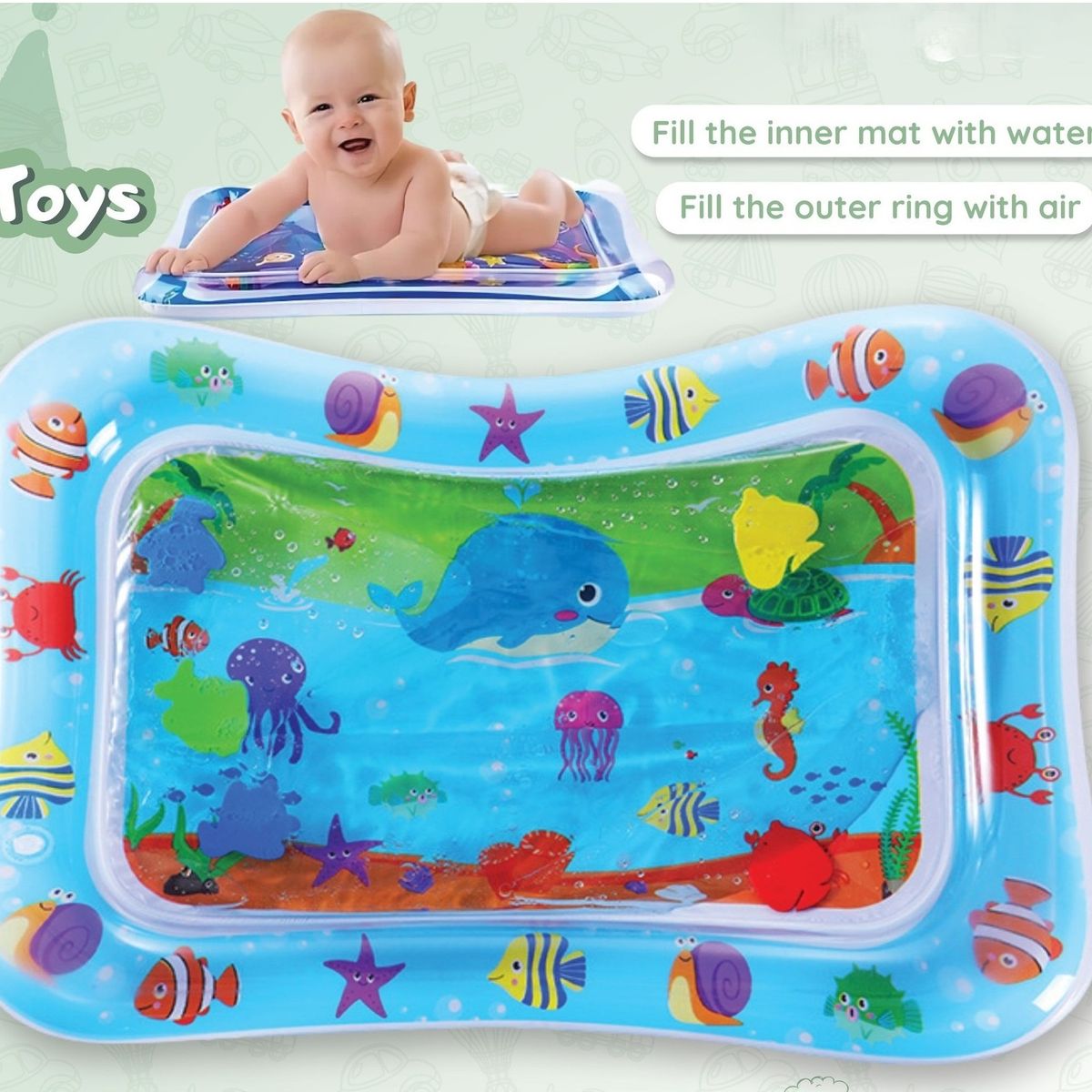 TATEE - Alfombra de agua juego para bebes Inflable-Modelo de ballena