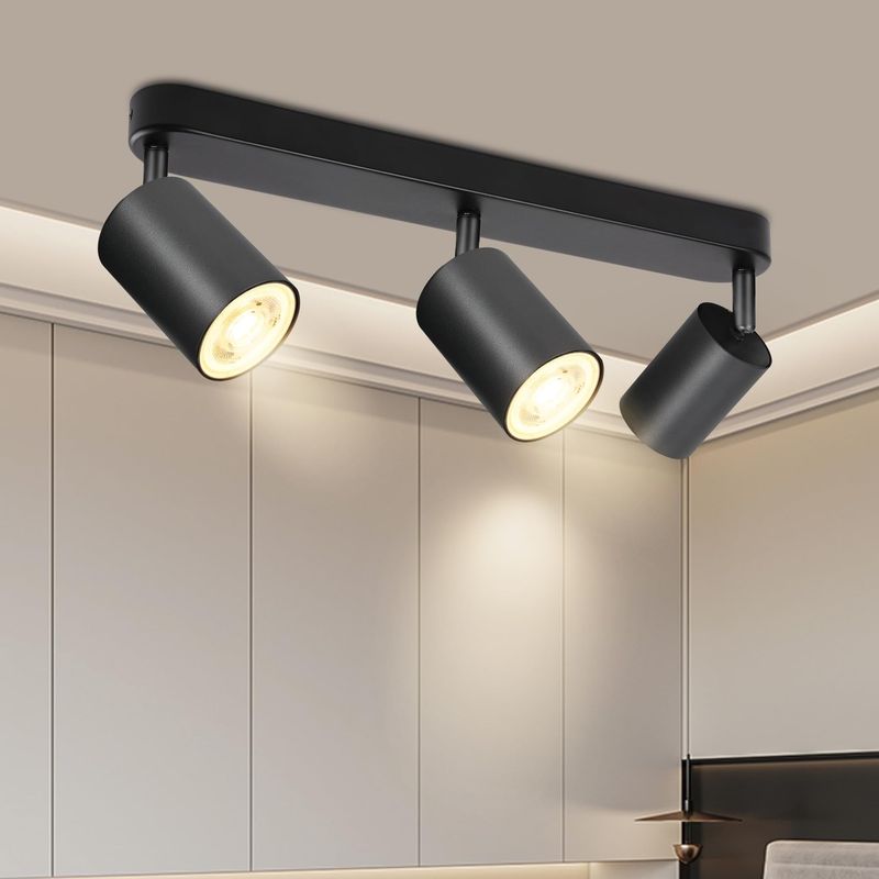 TATEE - Foco spotlight sobrepuesto negro con tres cabezas 41×17cm