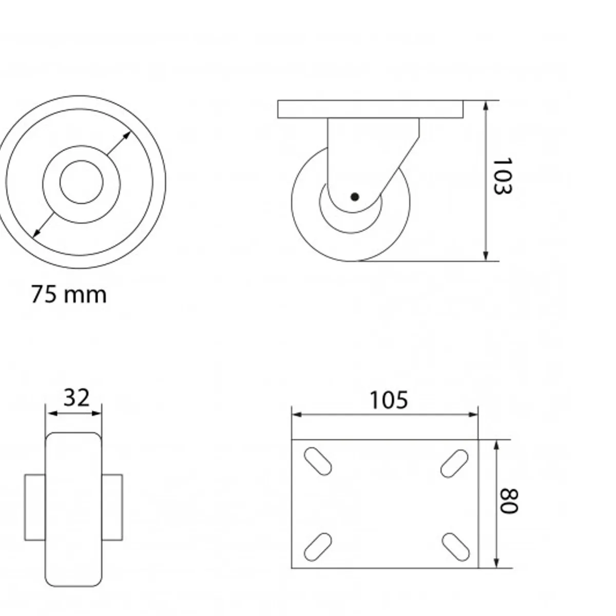 GENERICO - RUEDA CARRO GIRATORIA 6 (CAP-150KG)