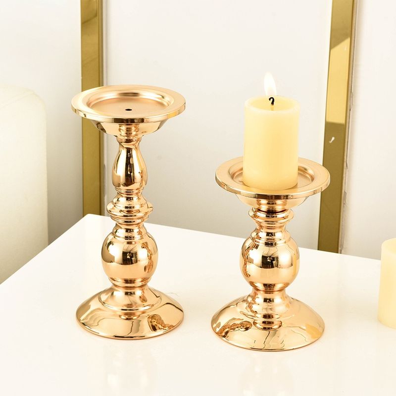 TATEE - Set 2 Candelabros Amarillo 16 Y 25 cm metal