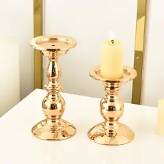 TATEE - Set 2 Candelabros Amarillo 16 Y 25 cm metal