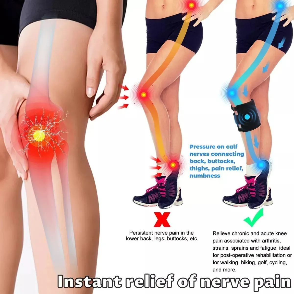 KUANGYE - Rodillera Para Activa-t Alivia Nervio Ciático Dolor Rodilla Negro