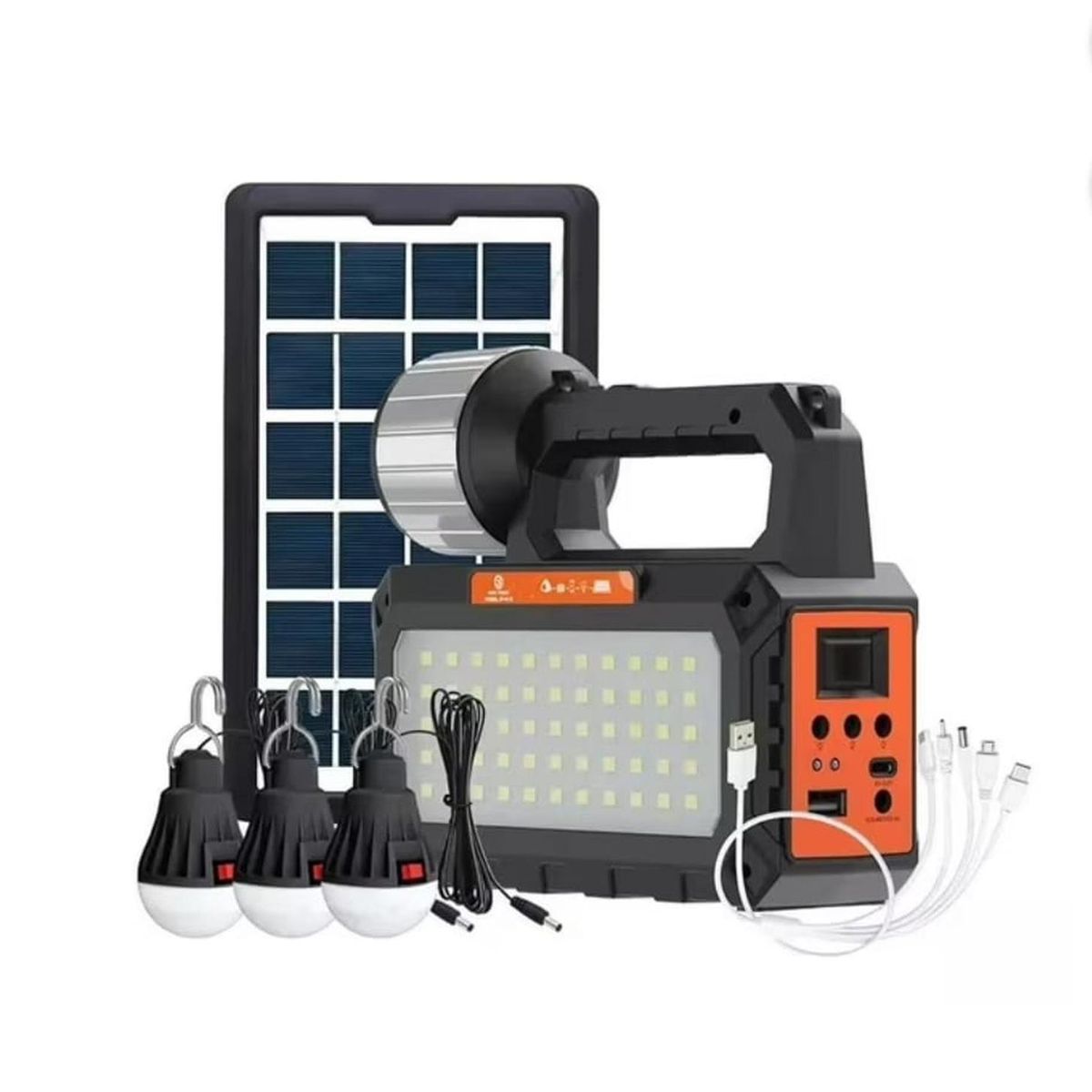GENERICO - Kit Solar De Emergencia + Radio + Linterna + 3 Ampolletas + USB