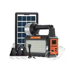 GENERICO - Kit Solar De Emergencia + Radio + Linterna + 3 Ampolletas + USB