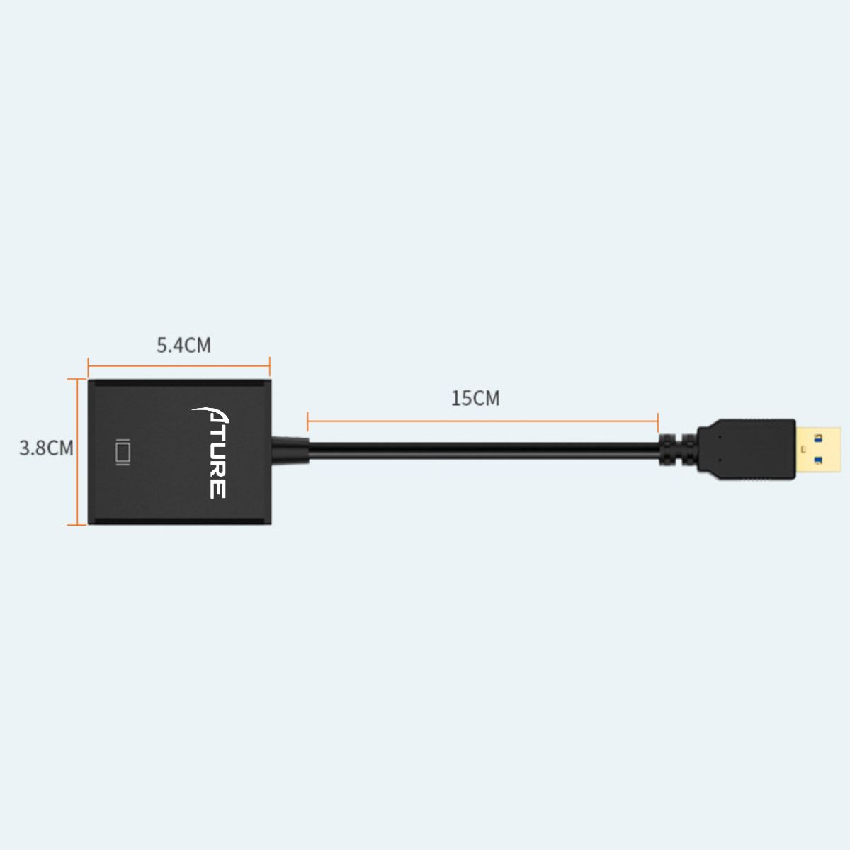 ATURE - Usb 3.0 A Hdmi Hd 1080p 15cm Adaptador Usb A Hdmi Para Pc