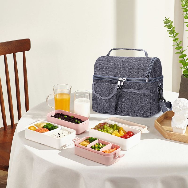 SUPERCENTER - Bolsa Del Almuerzo Loncheras Portátil Y Gran Capacidad Gris