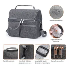 SUPERCENTER - Bolsa Del Almuerzo Loncheras Portátil Y Gran Capacidad Gris