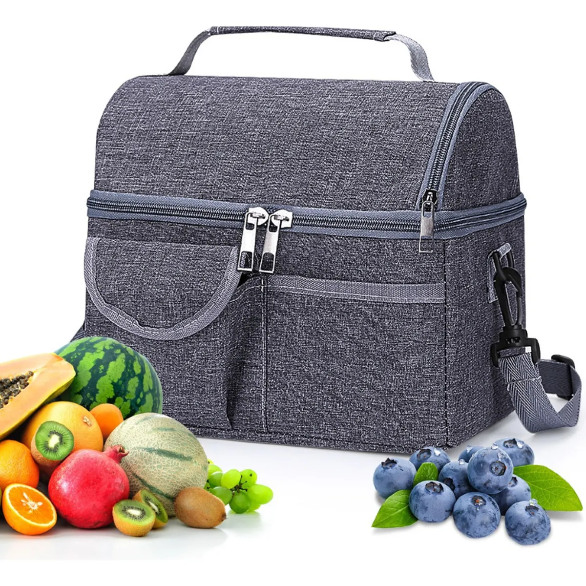 SUPERCENTER - Bolsa Del Almuerzo Loncheras Portátil Y Gran Capacidad Gris