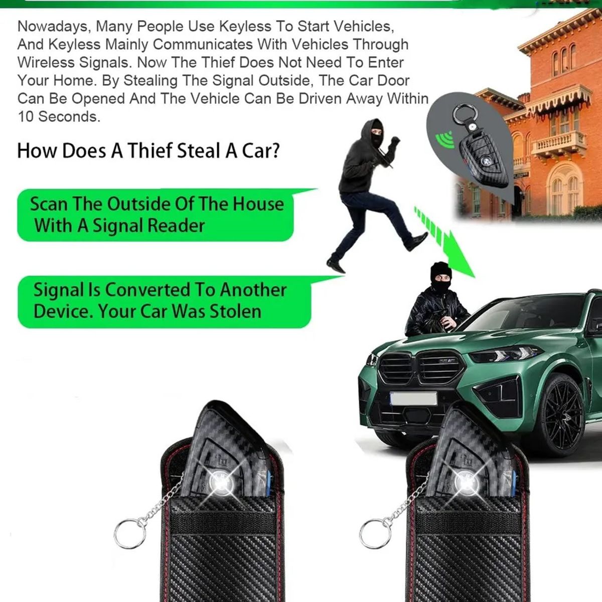 KUANGYE - 2pcs Protector Faraday Para Llaves Cochebolsa Bloqueo Rfid