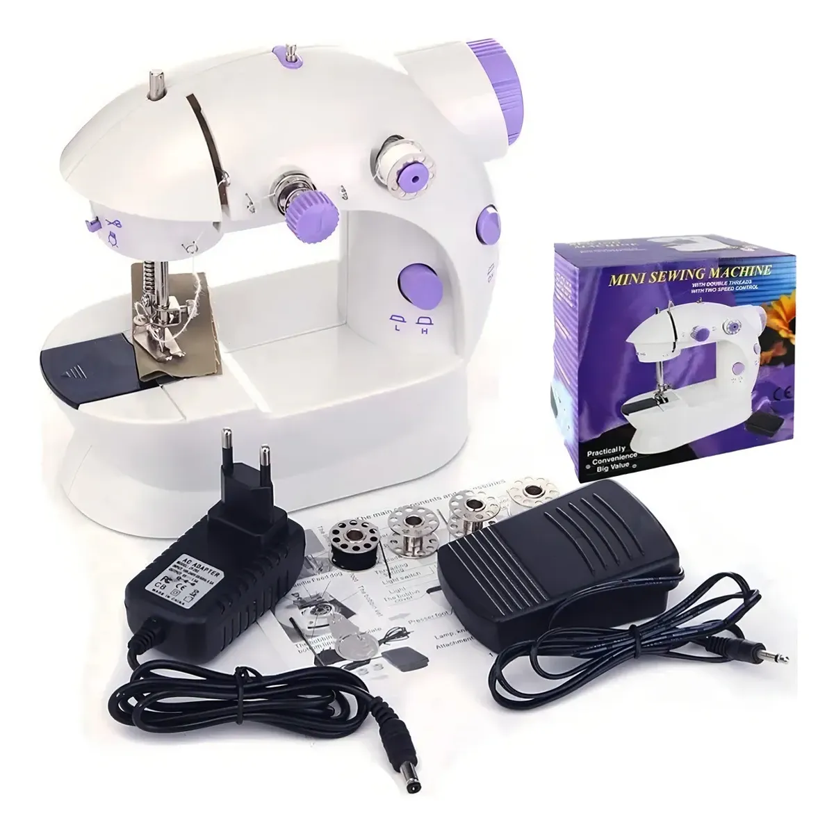 GENERICO - Mini Máquina De Coser Eléctrica Portable Con Pedal