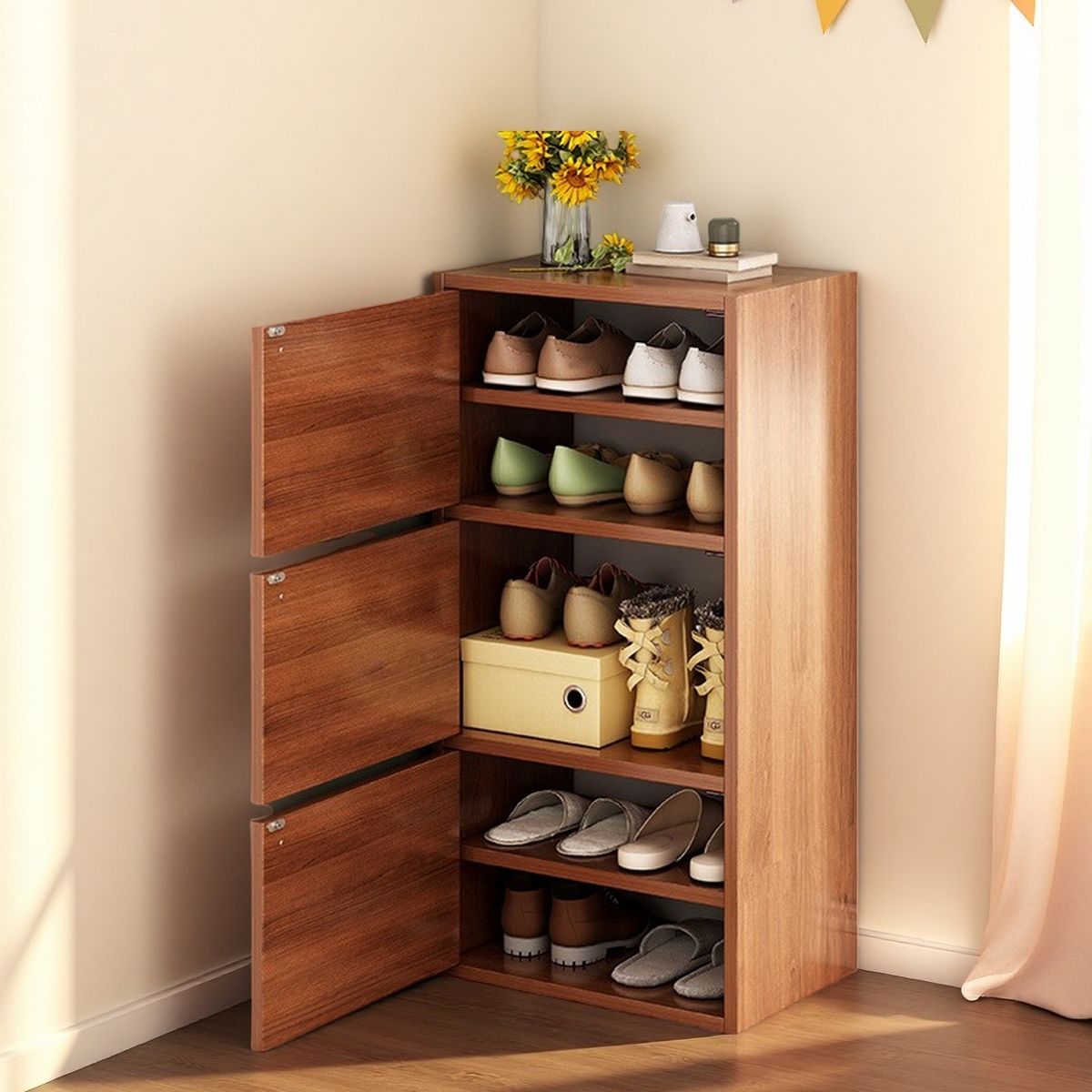 NEWTREE - Zapatero Gabinete Comoda Organiador De Zapato Con 3 Puertas