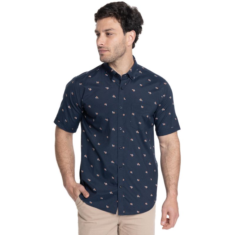 TRUVAL - CAMISA HOMBRE MANGA CORTA ESTAMPADA OXFORD TRUVAL