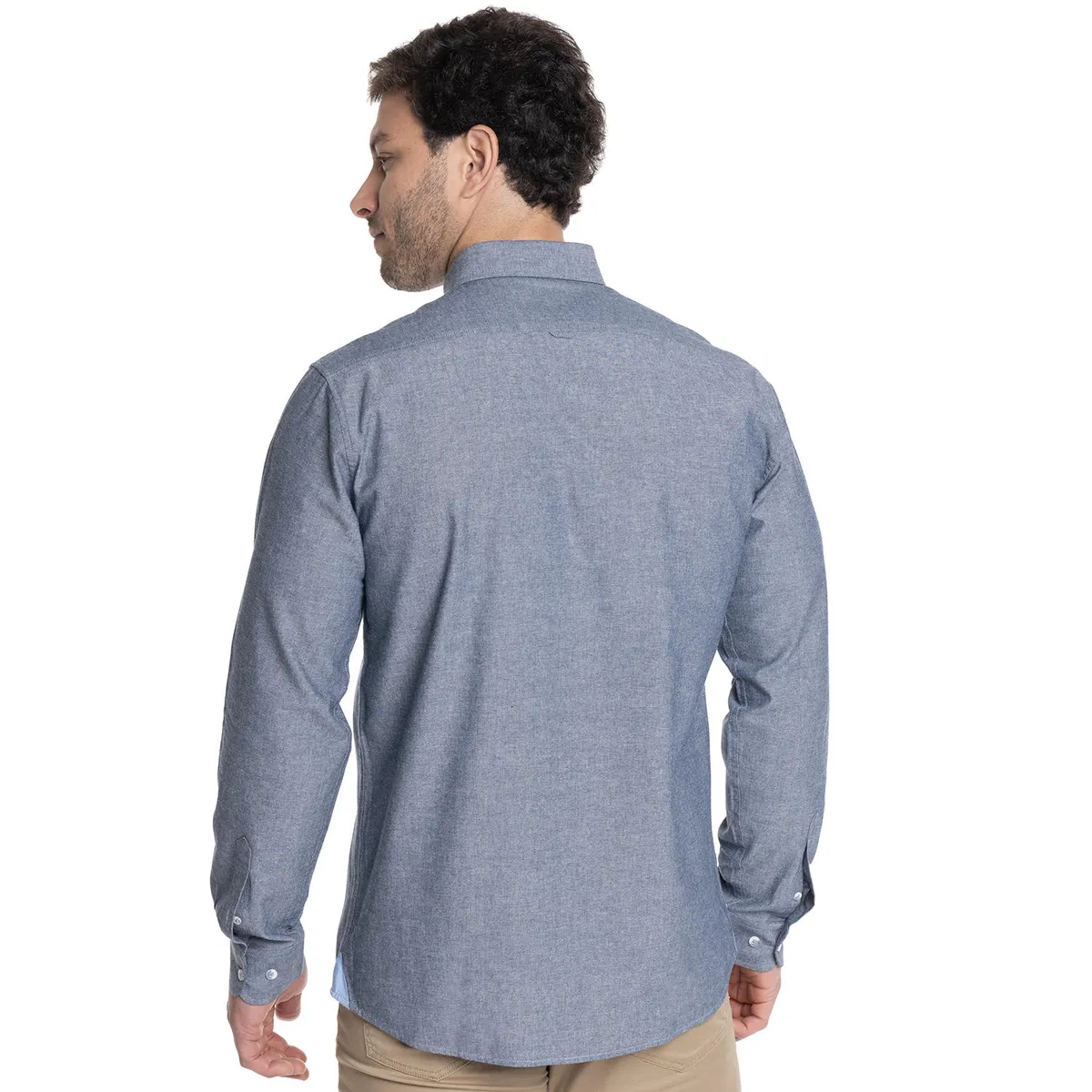 TRUVAL - CAMISA HOMBRE MANGA LARGA CUELLO SEMI ITALIANO CHAMBRAY TRUVAL