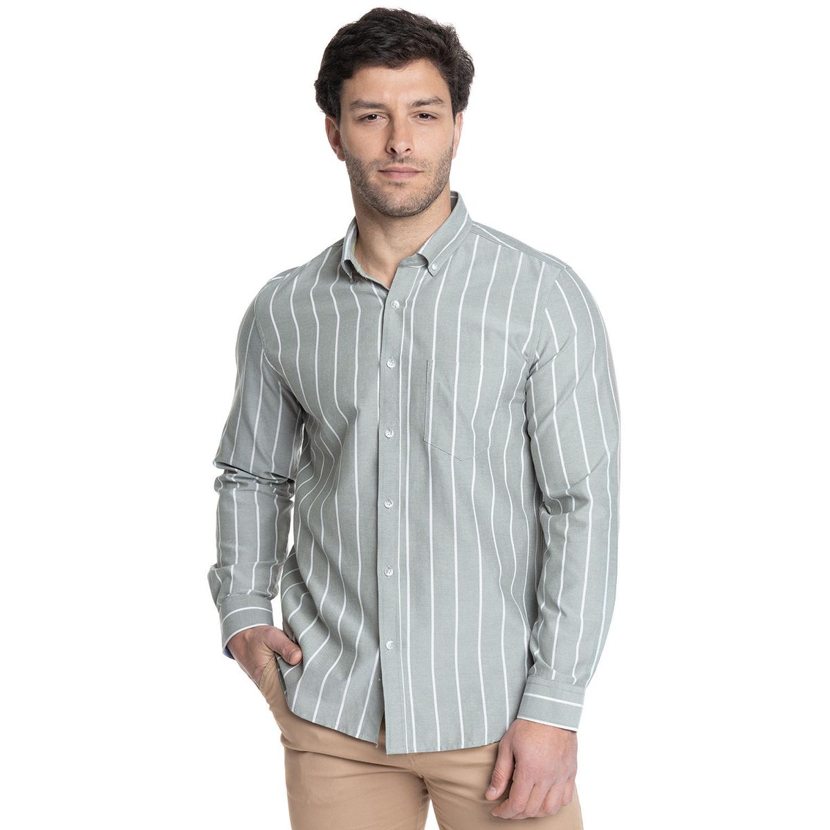 TRUVAL - CAMISA HOMBRE MANGA LARGA OXFORD LISTADA TRUVAL