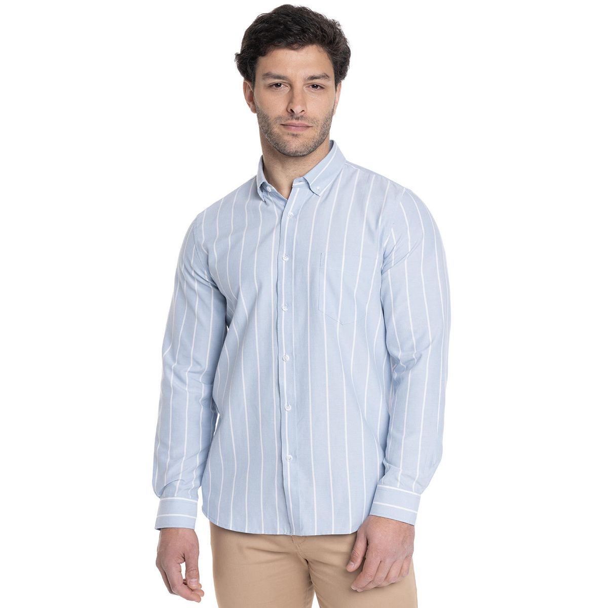 TRUVAL - CAMISA HOMBRE MANGA LARGA OXFORD LISTADA TRUVAL