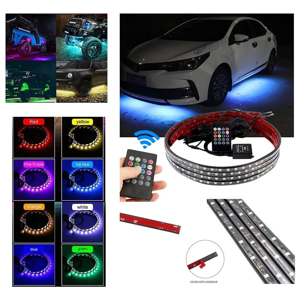 GENERICO - Luz De Piso Exterior Auto Universal Con Control Rgb