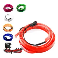 GENERICO - Hilo Tira Luz Neon Colores Azul O Rojo Led Auto 5m