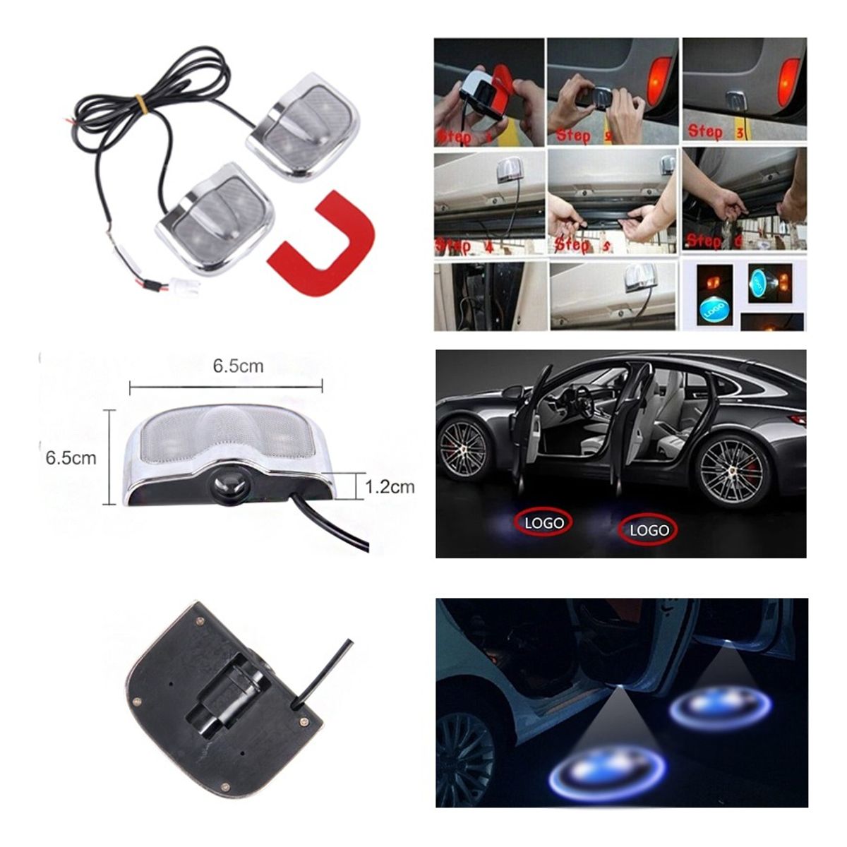 GENERICO - Par Luces Led Cortesía Bienvenida De Puerta De Autos
