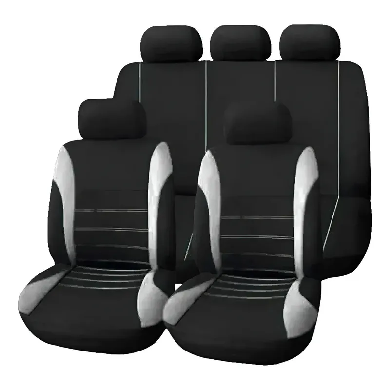 GENERICO - Set Fundas Cubre Asiento Diseño Costura 9pcs Grises