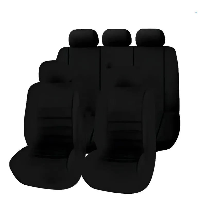 GENERICO - Set Fundas Cubre Asiento Diseño Costura 9pcs Negro