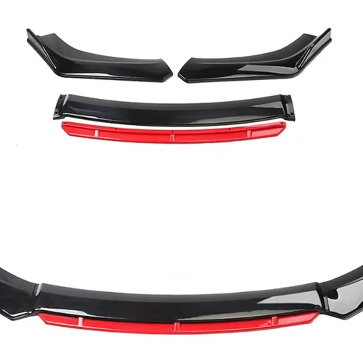 GENERICO - Front Lip 4 Piezas Universal  Negro Brillante