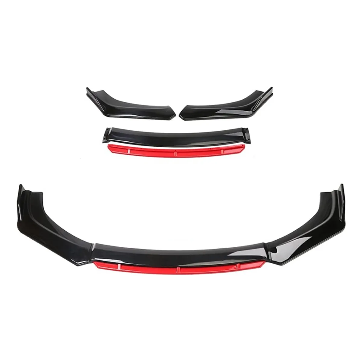 GENERICO - Front Lip 4 Piezas Universal  Negro Brillante