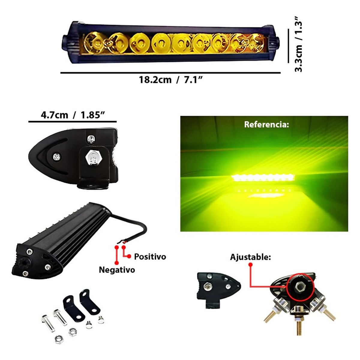 GENERICO - Barra 9 Led Auto Amarillo