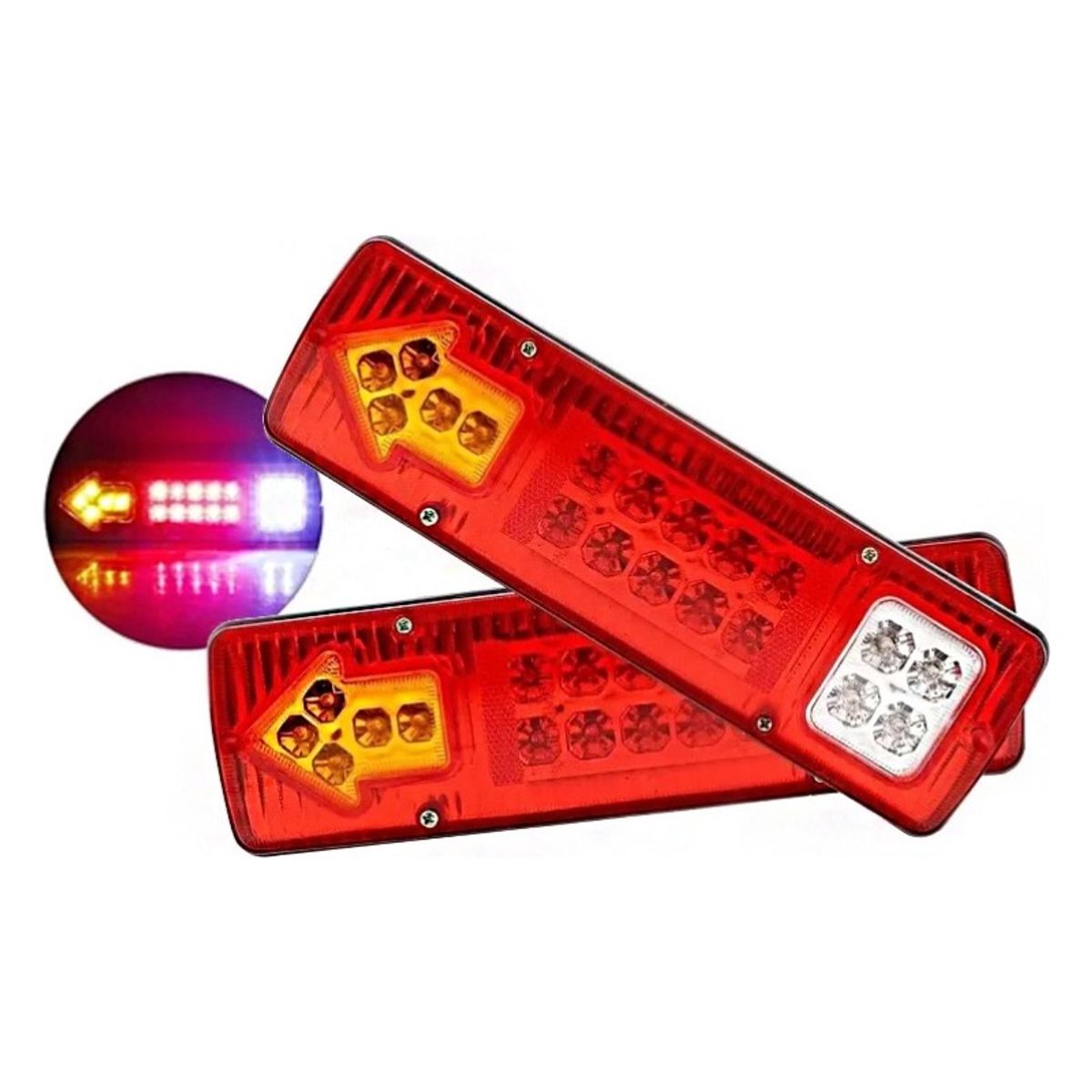 GENERICO - Foco Flecha Luz Trasera X2 Freno Reversa Direccional 12v