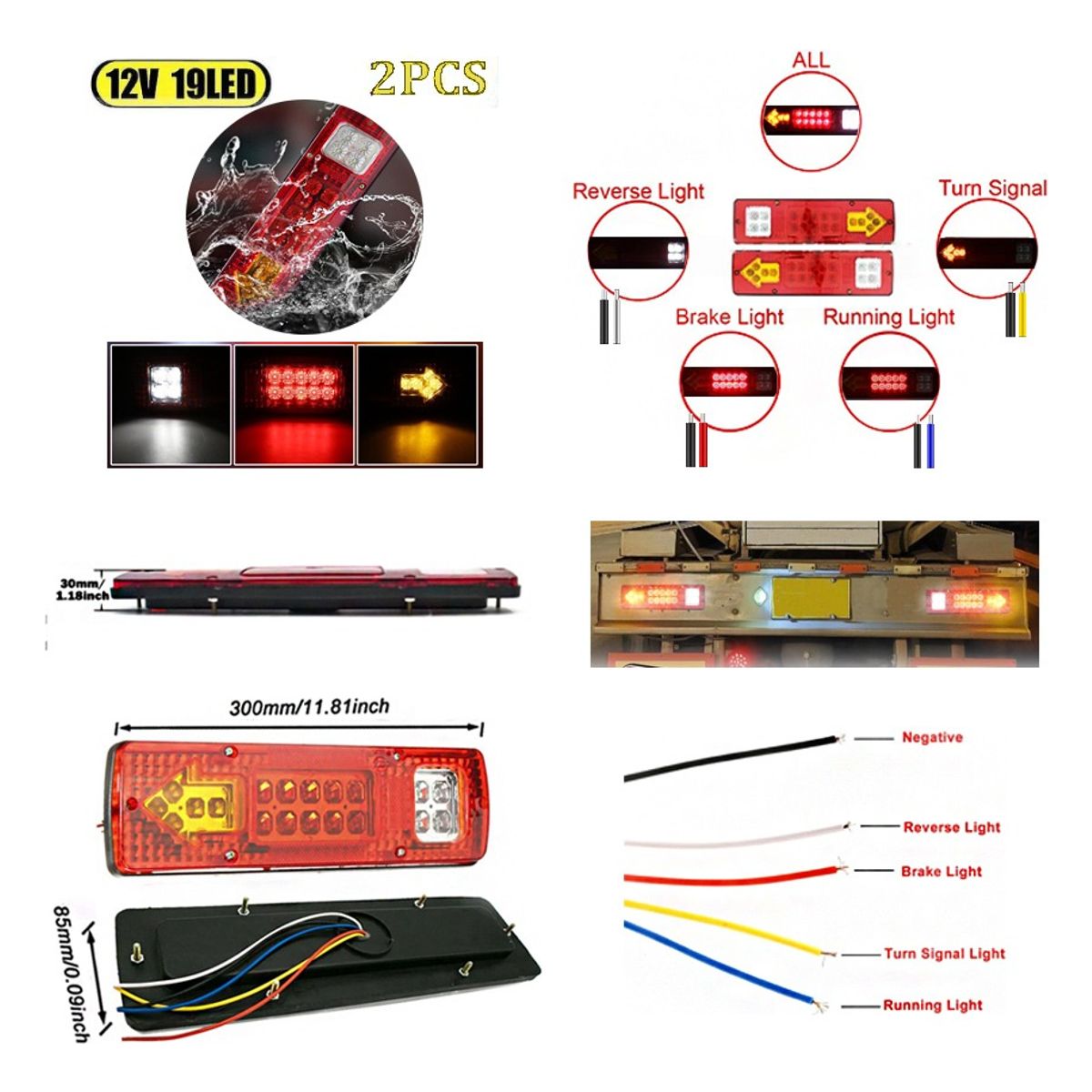 GENERICO - Foco Flecha Luz Trasera X2 Freno Reversa Direccional 12v