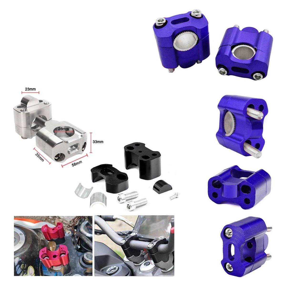 GENERICO - Alza Manubrio 22 Mm Y 28 Mm Moto