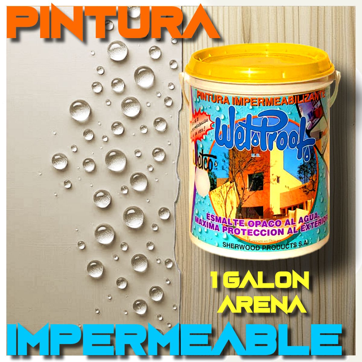 WETPROOF - PINTURA IMPERMEABLE PROTECTOR PARA MADERA EXTERIOR ARENA WETCO® 1 GAL