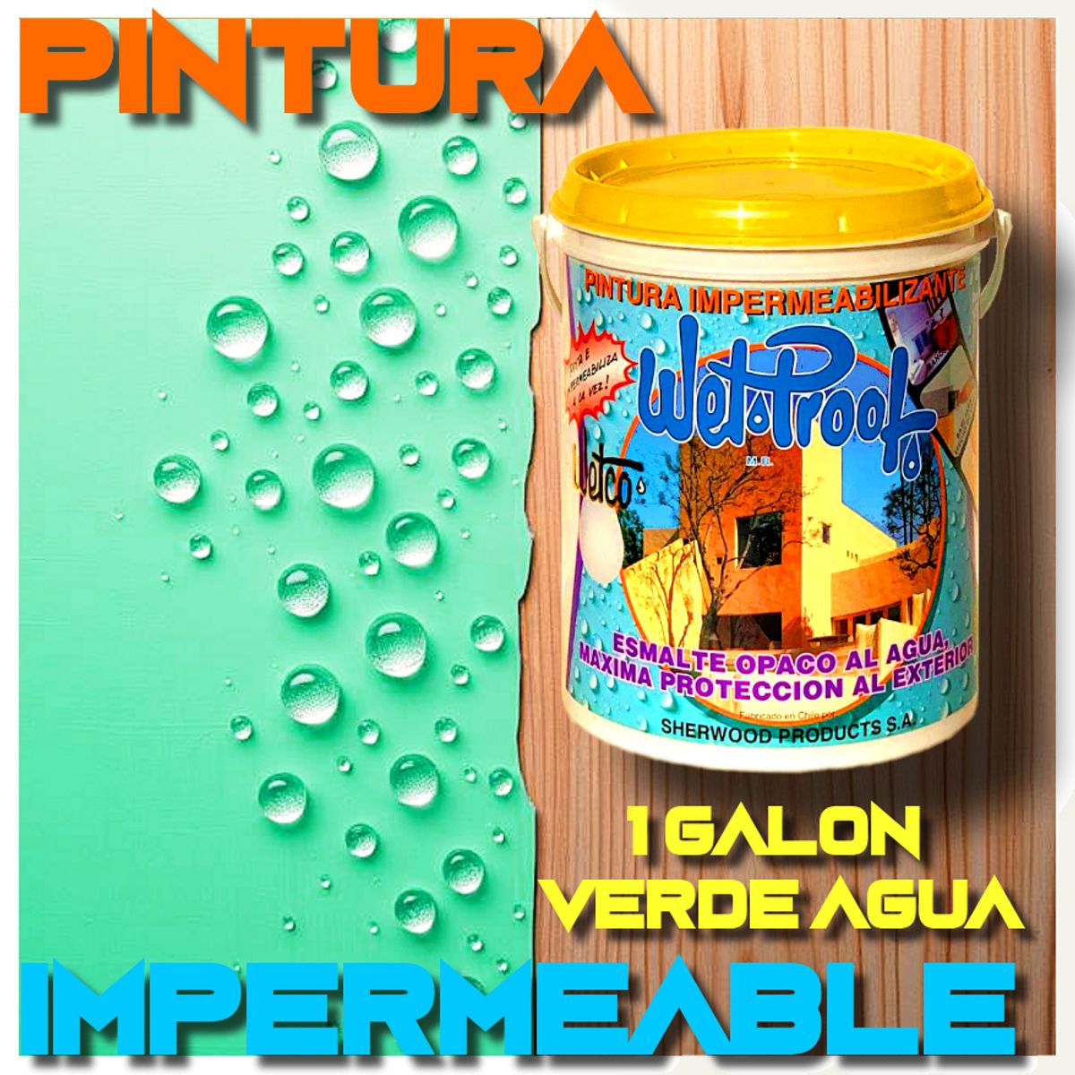 WETPROOF - PINTURA IMPERMEABLE PROTECTOR MADERA EXTERIOR VERDE AGUA WETCO® 1 GAL